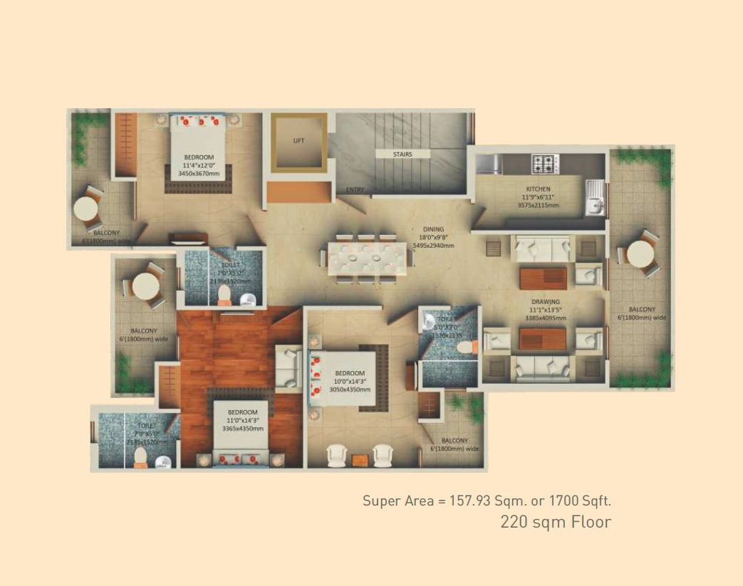 Supertech Hill Crest Floors — floor plan 1