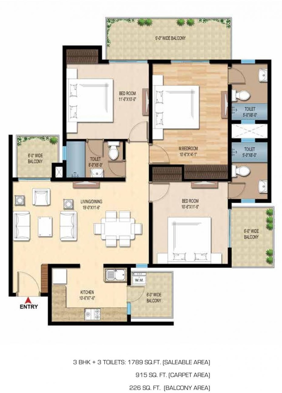 Central Park Flower Valley Aqua Front Towers — floor plan 1