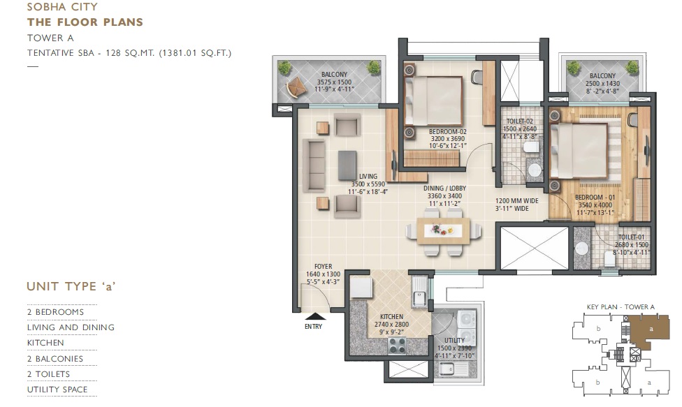 Sobha City Chintels Metropolis — floor plan 1