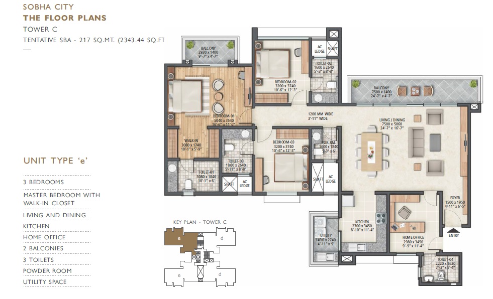 Sobha City Chintels Metropolis — floor plan 5