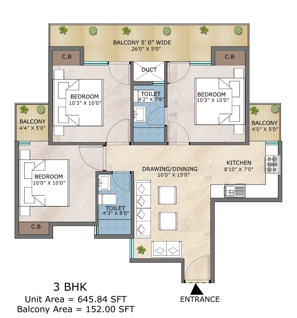 Adore Happy Homes Exclusive Phase 2 — floor plan 1