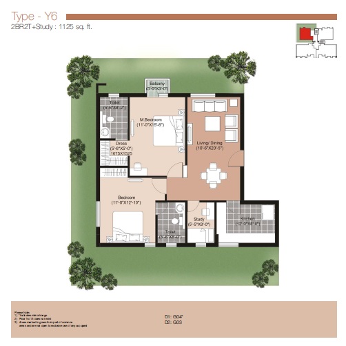 Unitech The Residences Gurgaon — floor plan 3