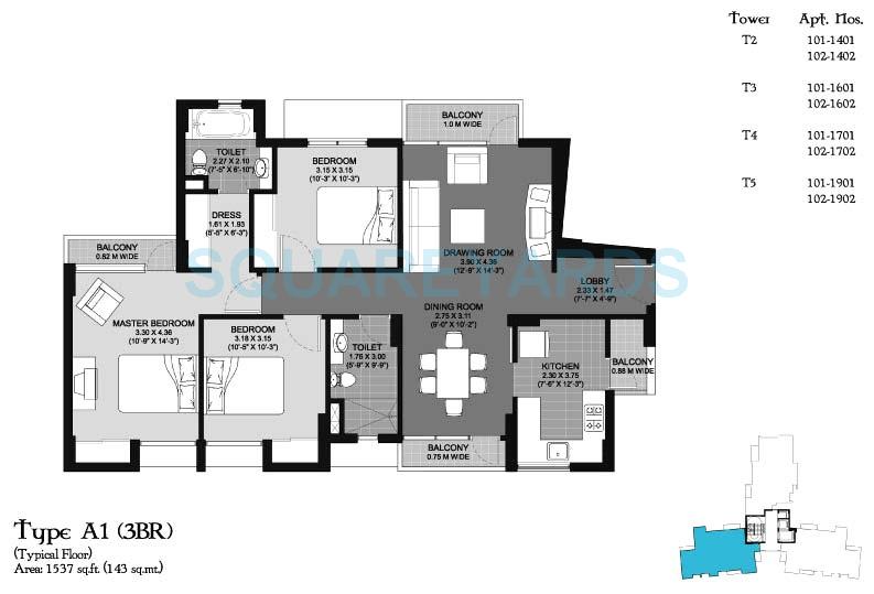 Unitech Cascades — floor plan 1
