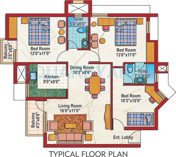 Purvanchal Silver City II — floor plan 1