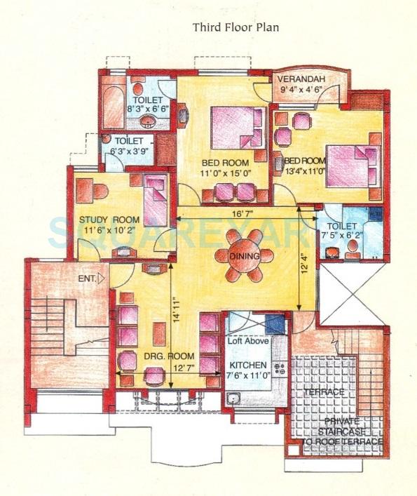 Eldeco Green Meadows — floor plan 3
