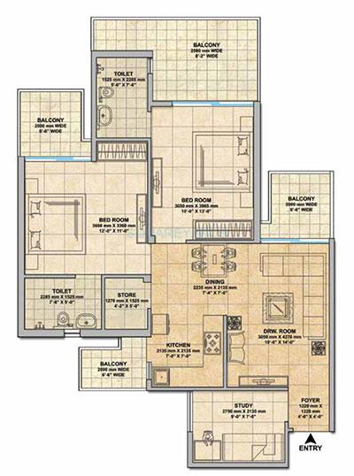 Gaur Yamuna City 16th Park View — floor plan 3
