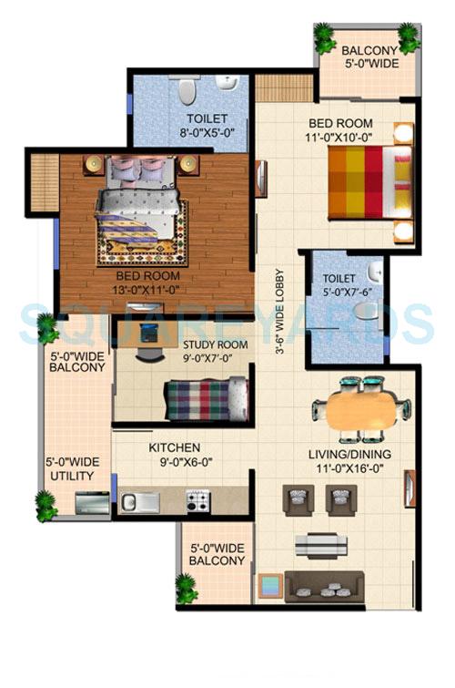 Ajnara Panorama Facing F1 — floor plan 4