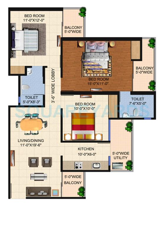 Ajnara Panorama Facing F1 — floor plan 5