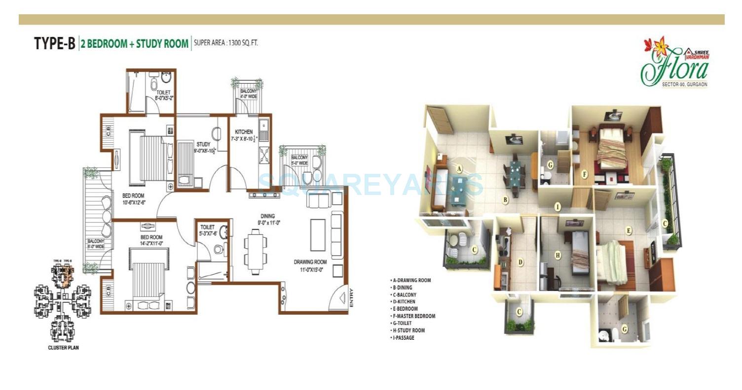 Shree Vardhman Flora — floor plan 1