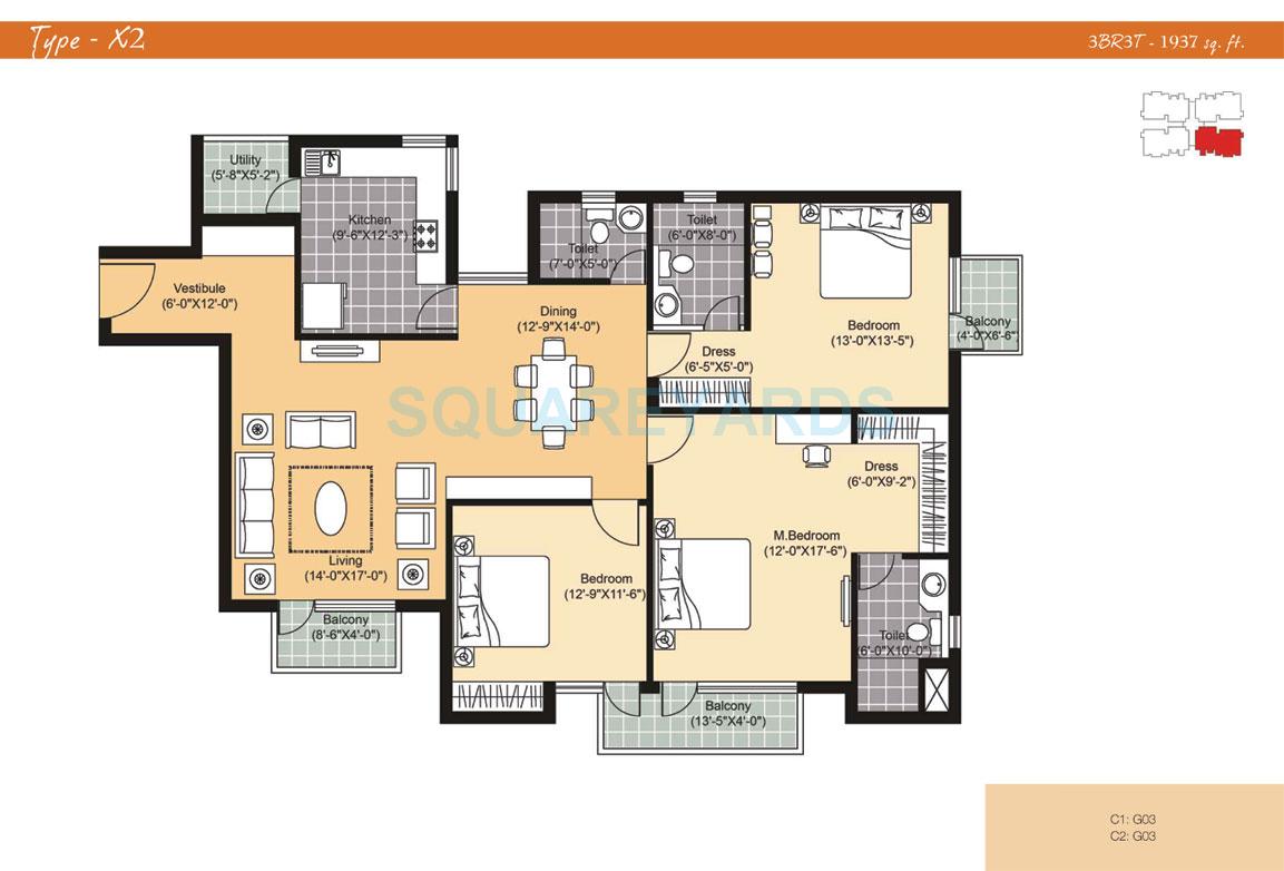 Unitech Sunbreeze Gurgaon — floor plan 1