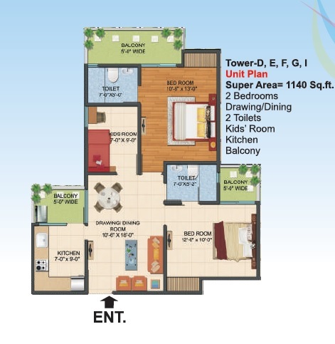 Ajnara Le Garden Phase II — floor plan 2