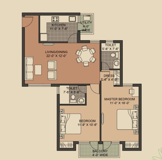 Unitech Crestview Apartments — floor plan 2