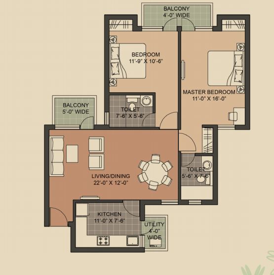 Unitech Crestview Apartments — floor plan 3