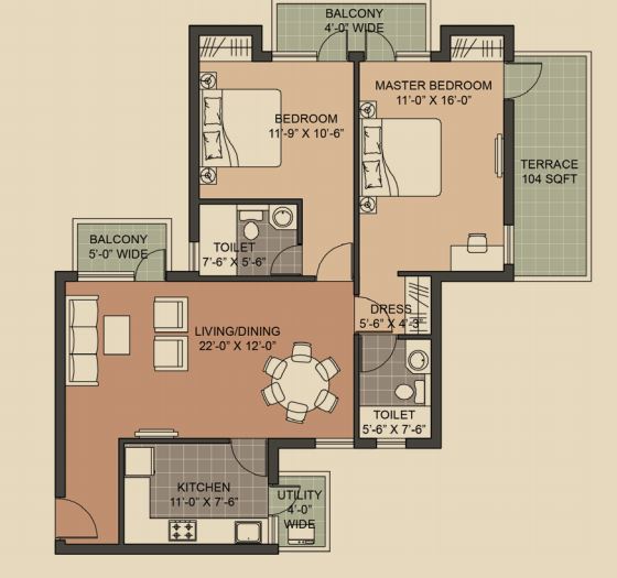 Unitech Crestview Apartments — floor plan 4