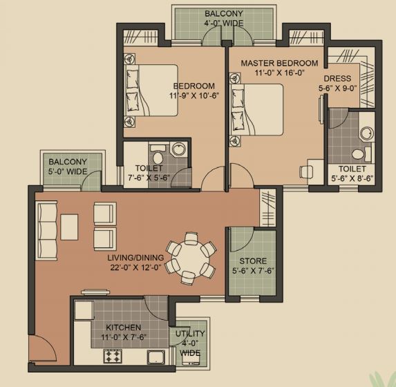 Unitech Crestview Apartments — floor plan 5