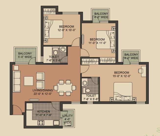 Unitech Crestview Apartments — floor plan 7