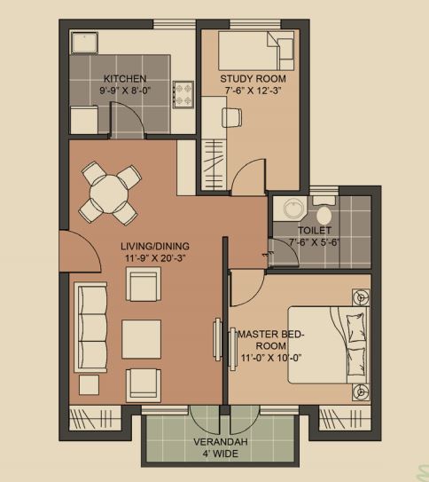 Unitech Crestview Apartments — floor plan 1