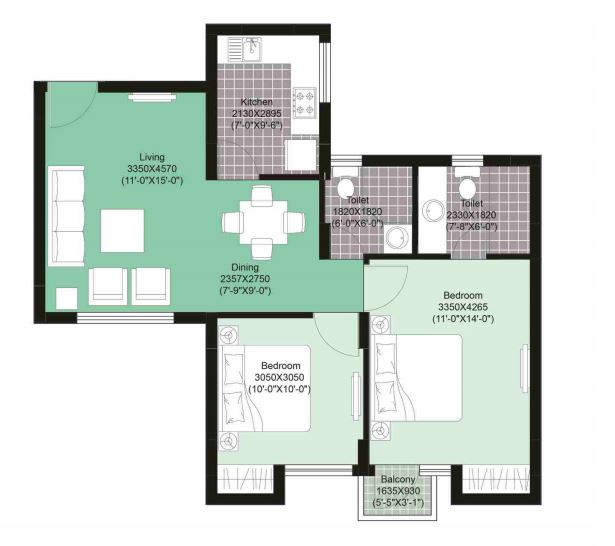 Unitech Uniworld Gardens 2 — floor plan 2