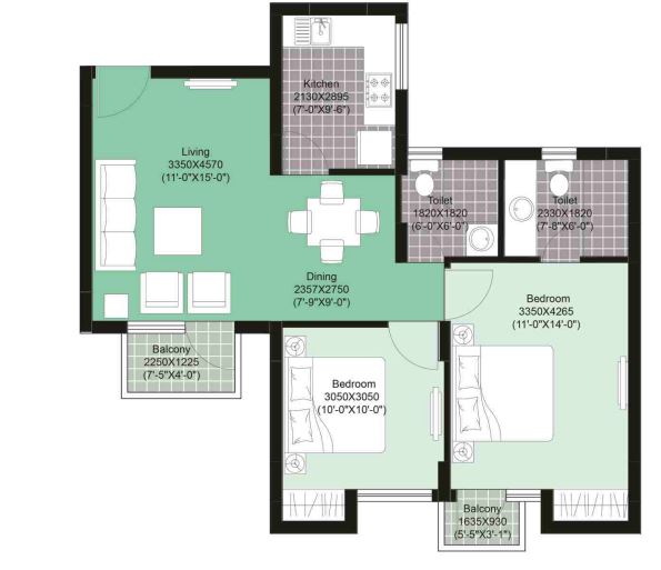 Unitech Uniworld Gardens 2 — floor plan 3