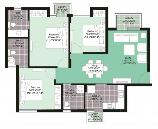 Unitech Uniworld Gardens 2 — floor plan 4