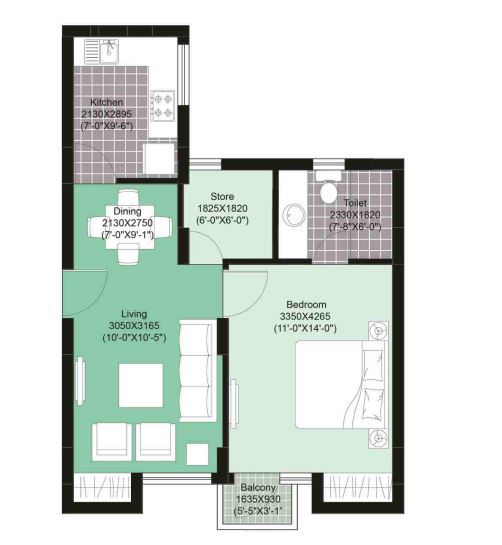 Unitech Uniworld Gardens 2 — floor plan 1