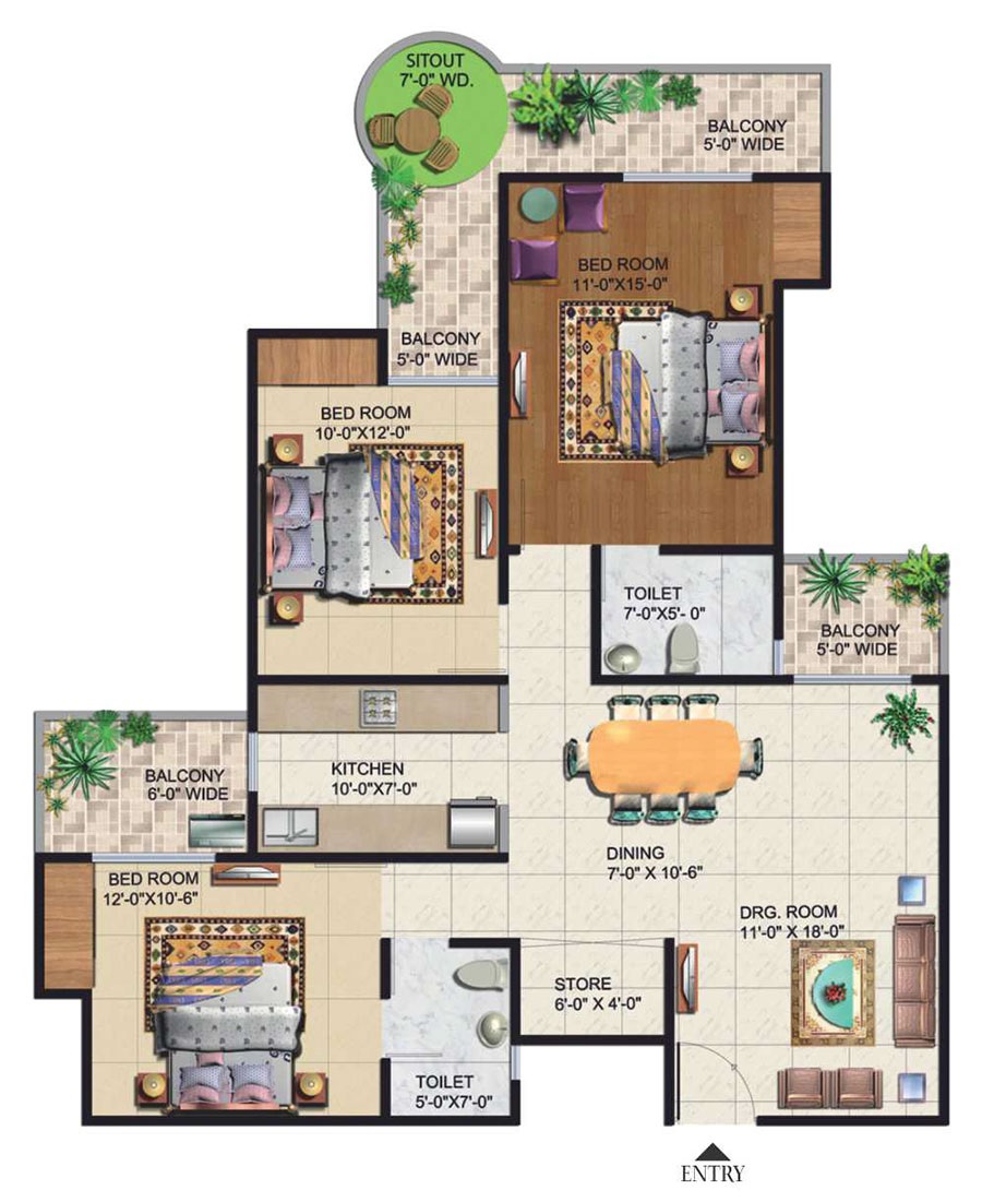 Ajnara Grand Heritage Phase 2 — floor plan 3