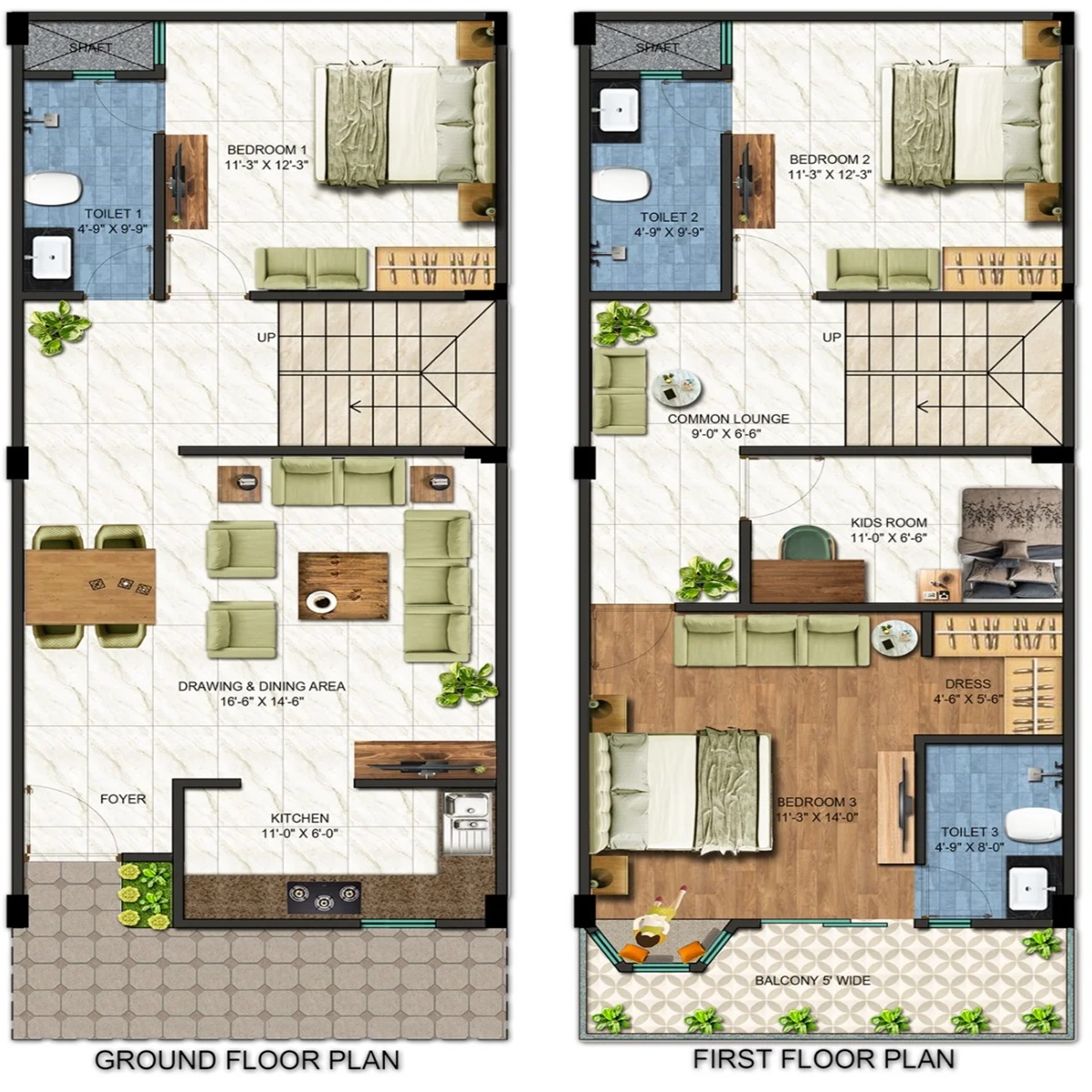 Redbricks Pristine Villas — floor plan 1