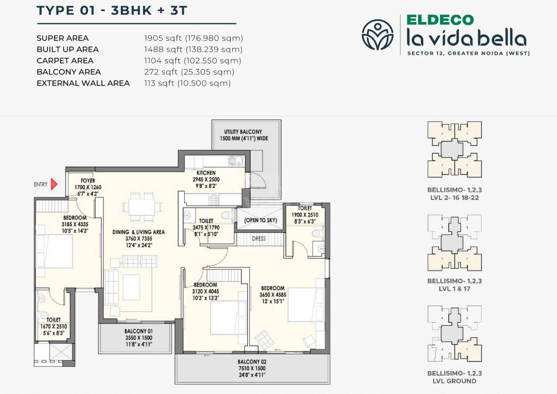 Eldeco La Vida Bella — floor plan 3