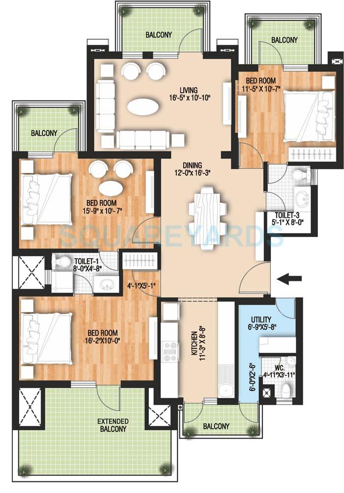 Raheja Vedaanta Floors — floor plan 3