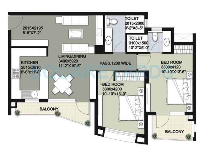 Raheja Vedaanta — floor plan 2