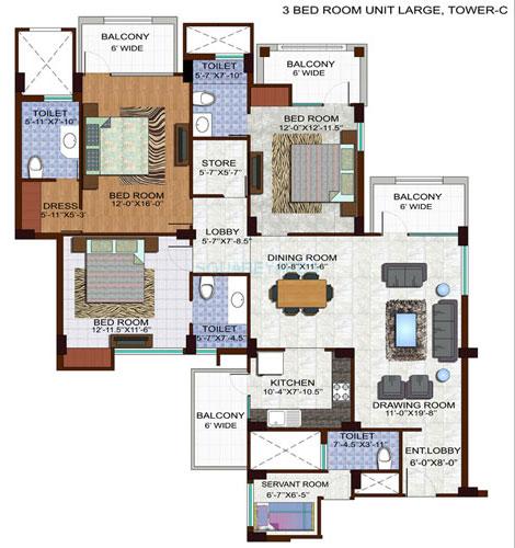 Ramprastha City The Edge Towers — floor plan 3