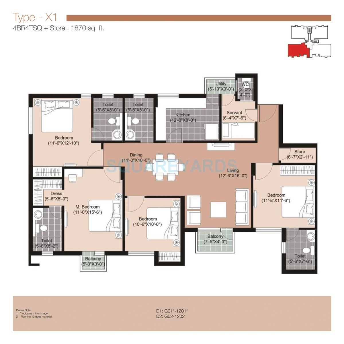 Unitech Uniworld Resorts-The Residences — floor plan 9