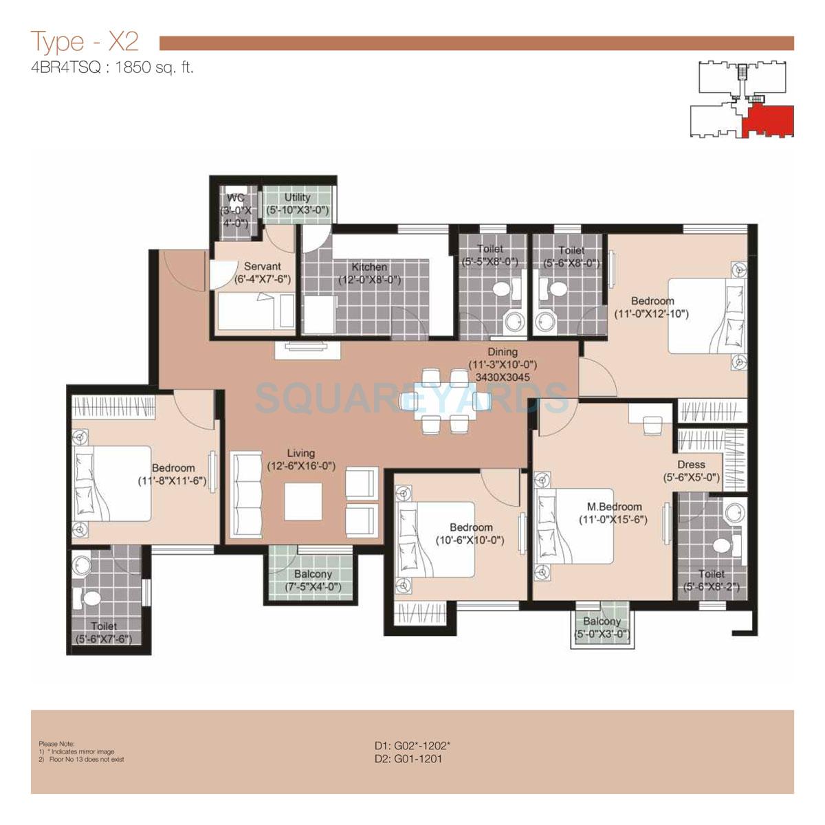 Unitech Uniworld Resorts-The Residences — floor plan 10