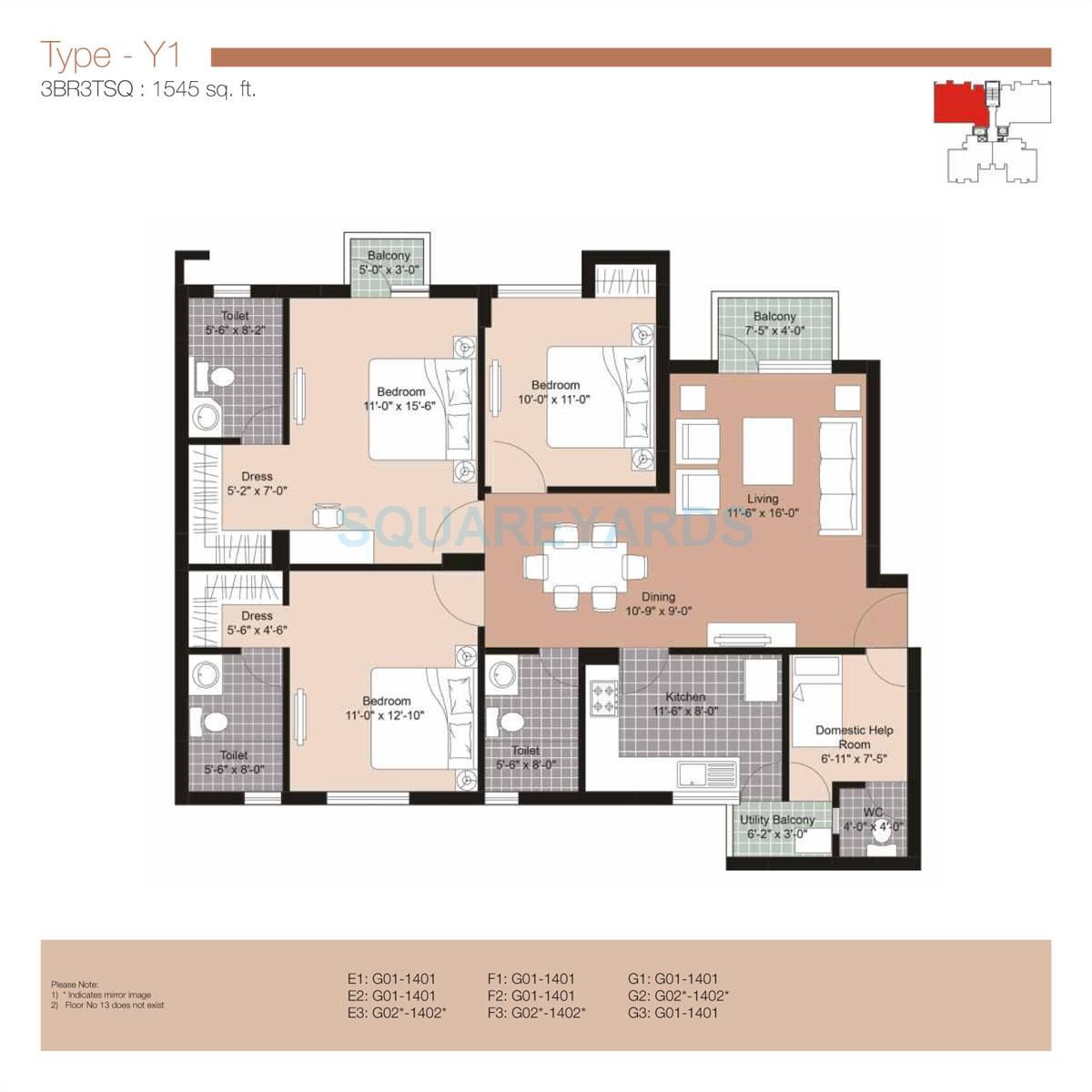 Unitech Uniworld Resorts-The Residences — floor plan 6
