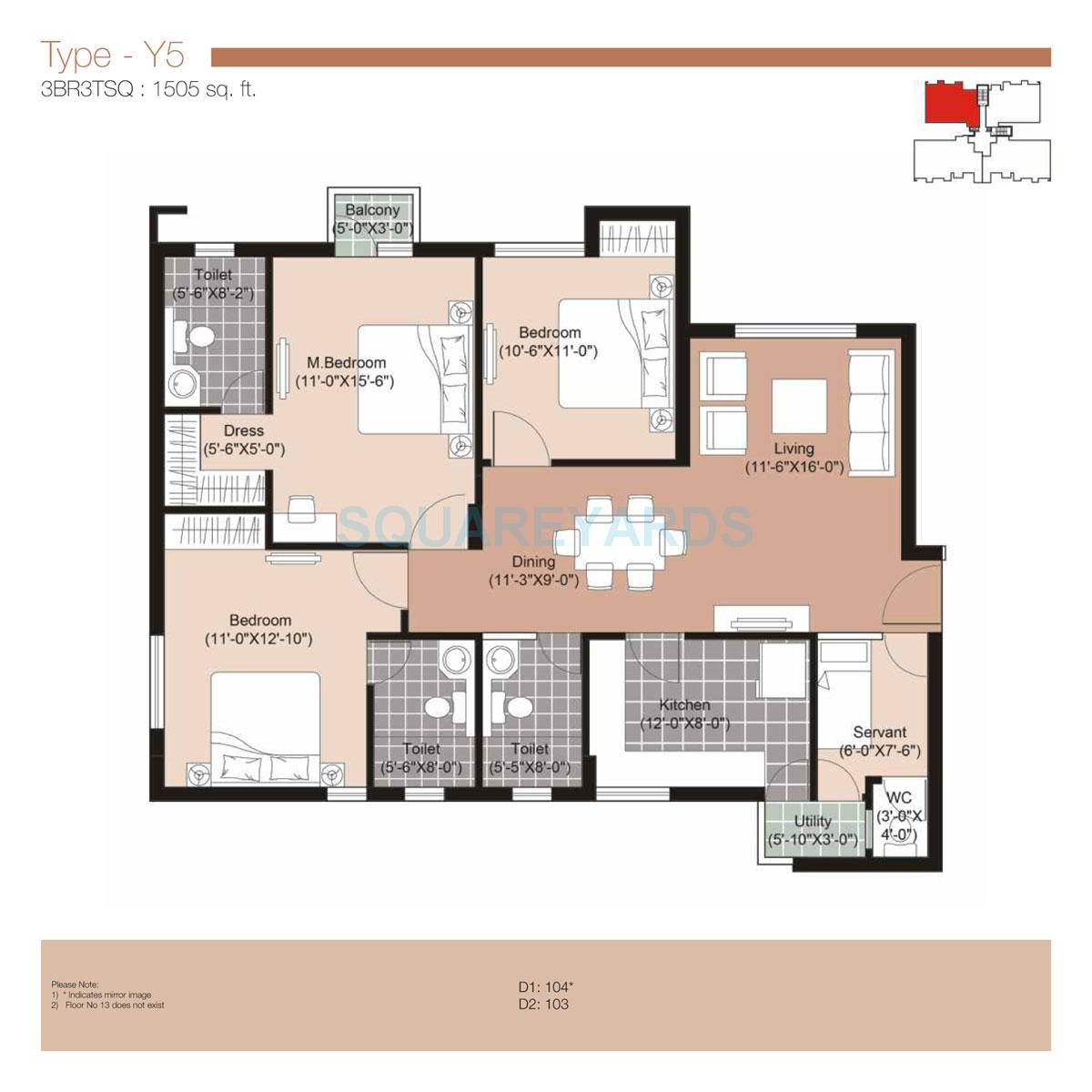 Unitech Uniworld Resorts-The Residences — floor plan 8