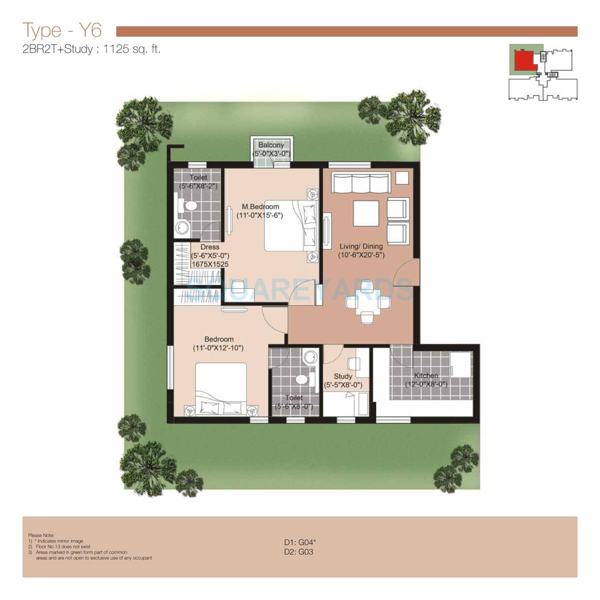 Unitech Uniworld Resorts-The Residences — floor plan 2
