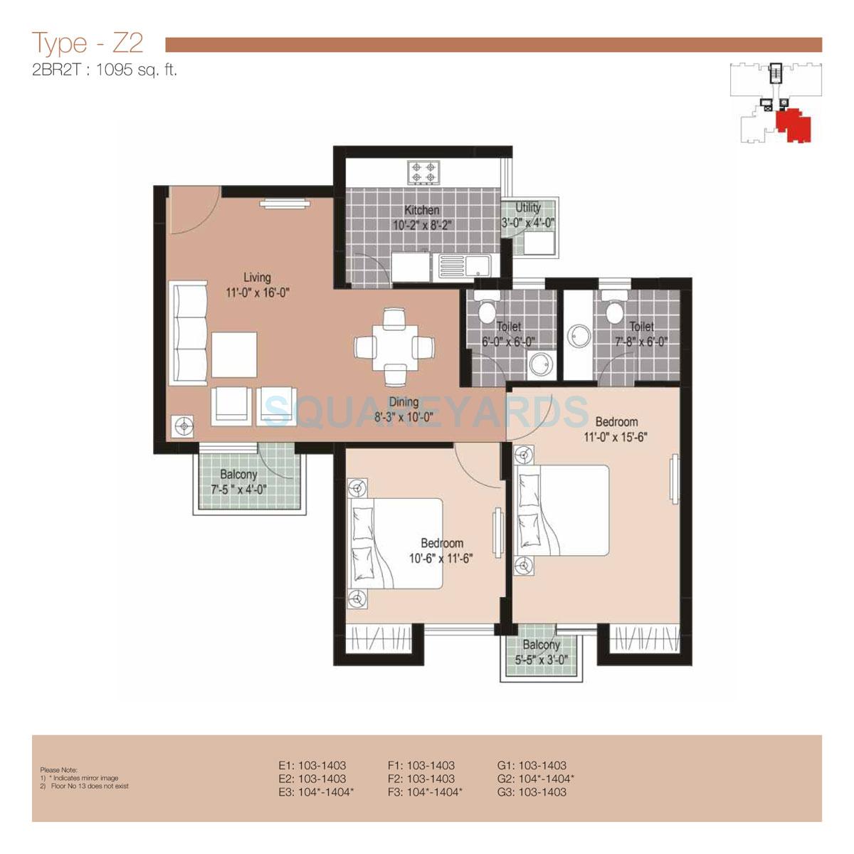 Unitech Uniworld Resorts-The Residences — floor plan 4