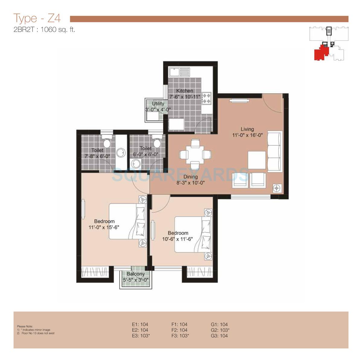 Unitech Uniworld Resorts-The Residences — floor plan 5