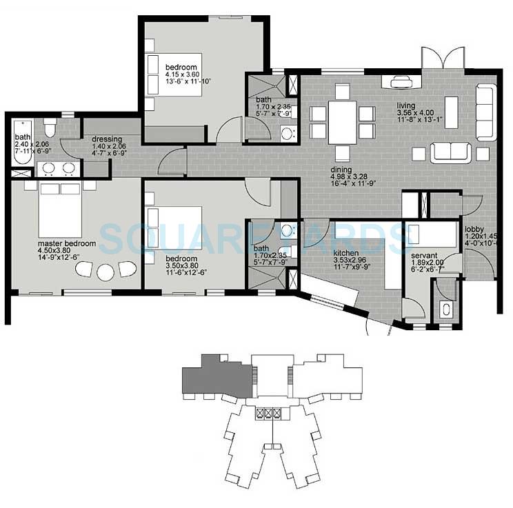 Unitech Uniworld Gardens — floor plan 3