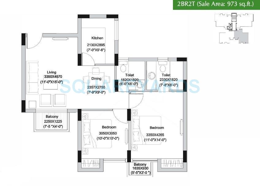 Unitech Uniworld Gardens — floor plan 1