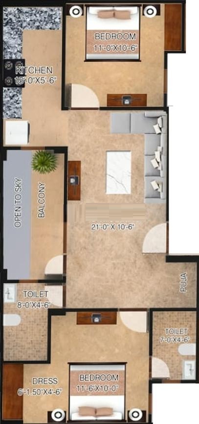 SSG Yash Apartment 3 — floor plan 1