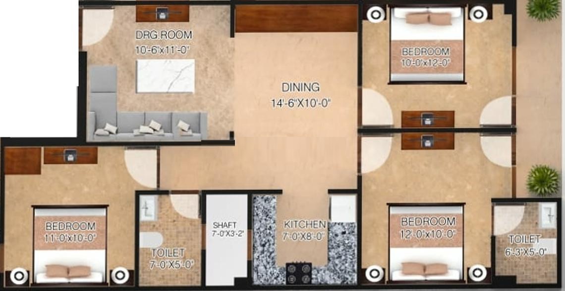 SSG Yash Apartment 3 — floor plan 2