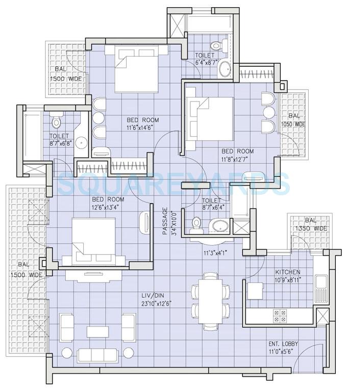 Bestech Park View Residency — floor plan 3