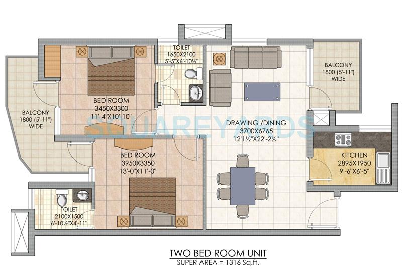 SLF Indraprastha Apartments — floor plan 1