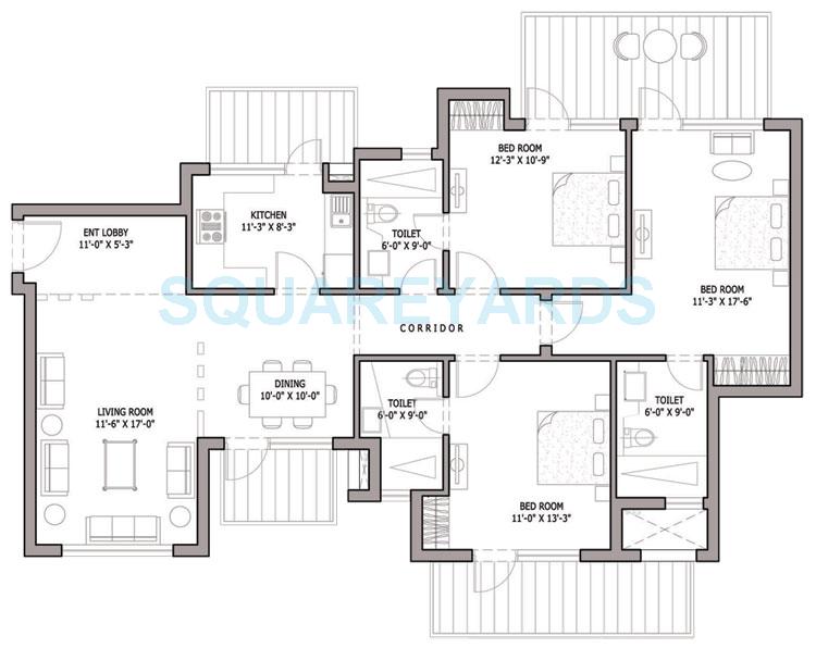 Bestech Park View Spa Next — floor plan 1
