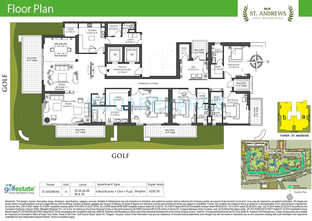 M3M ST Andrews Golf Residences — floor plan 1