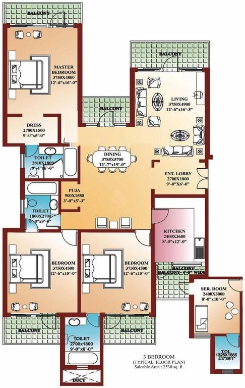 Parsvnath La Tropicana — floor plan 1