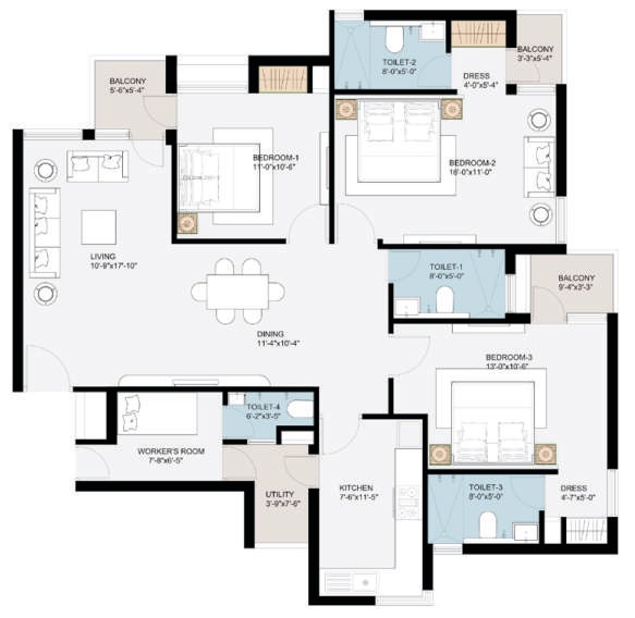 Jaypee Greens Kube — floor plan 1