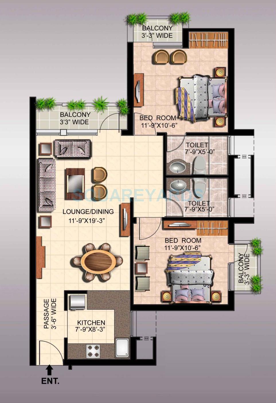 Ansal API Sushant Megapolis Fairway Apartments I — floor plan 2