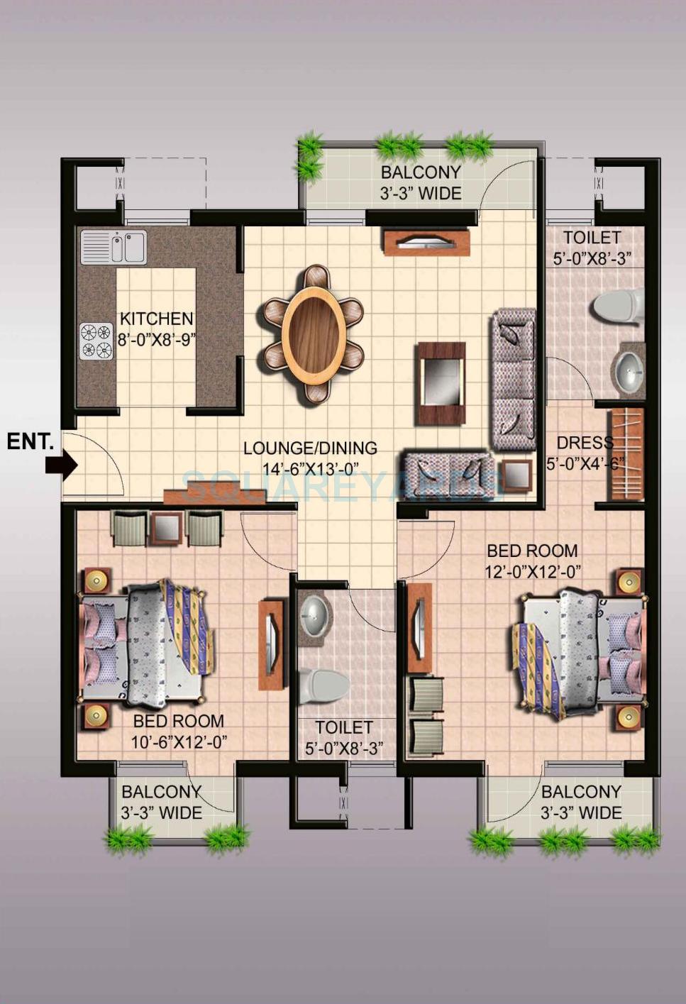 Ansal API Sushant Megapolis Fairway Apartments I — floor plan 3